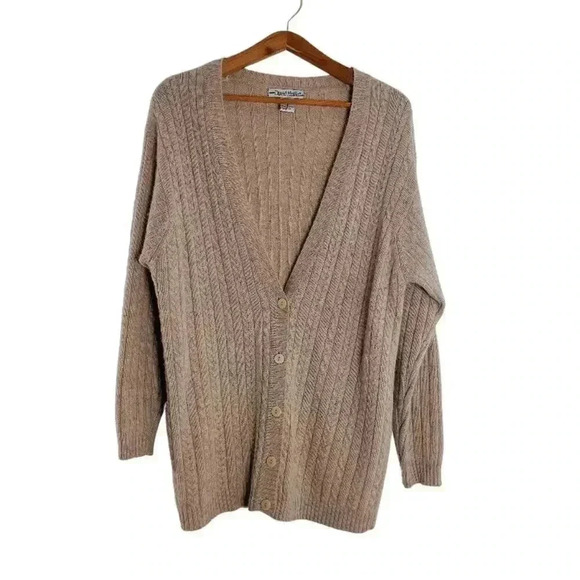 Vintage Wool Men's David Hollis Oatmeal Button Up Cardigan Size M - Picture 1 of 6